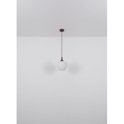 Globo - Lampadario a sospensione con filo 1xE27/60W/230V diametro 29 cm bianco/marrone