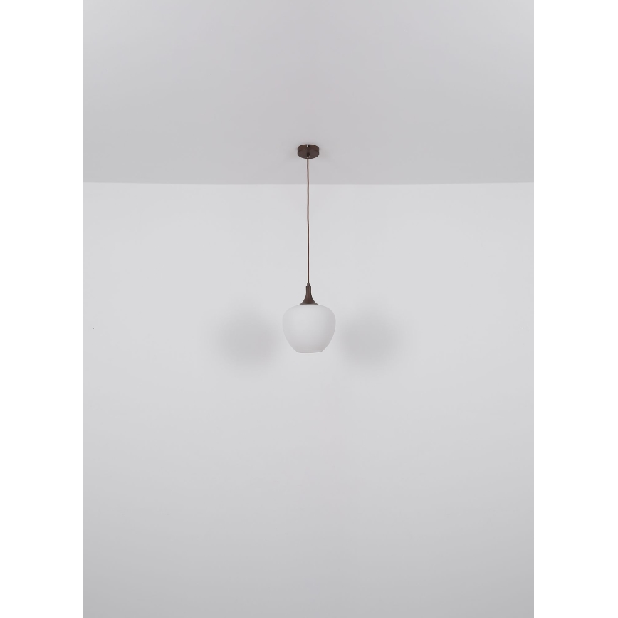 Globo - Lampadario a sospensione con filo 1xE27/60W/230V diametro 29 cm bianco/marrone