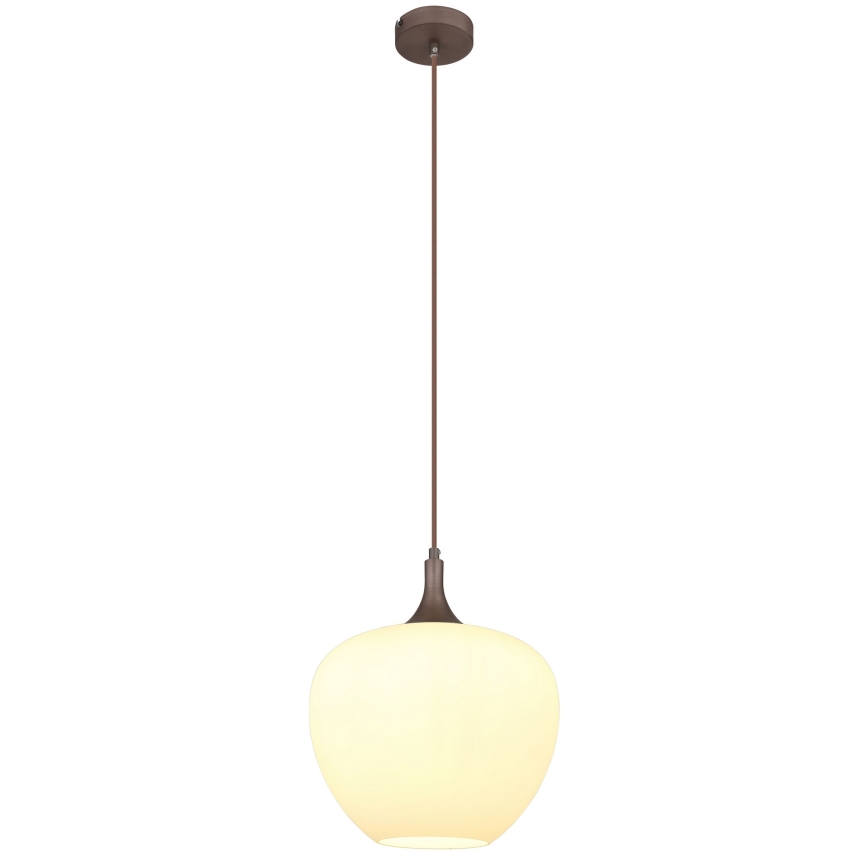Globo - Lampadario a sospensione con filo 1xE27/60W/230V diametro 29 cm bianco/marrone