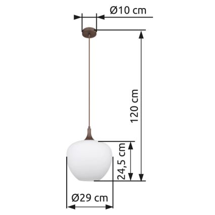 Globo - Lampadario a sospensione con filo 1xE27/60W/230V diametro 29 cm bianco/marrone