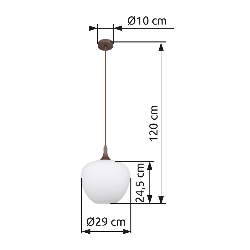Globo - Lampadario a sospensione con filo 1xE27/60W/230V diametro 29 cm bianco/marrone