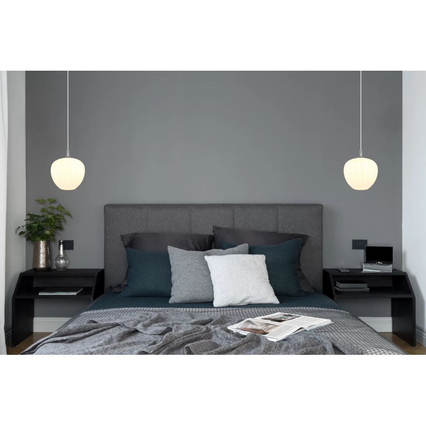Globo - Lampadario a sospensione con filo 1xE27/60W/230V diametro 29 cm bianco