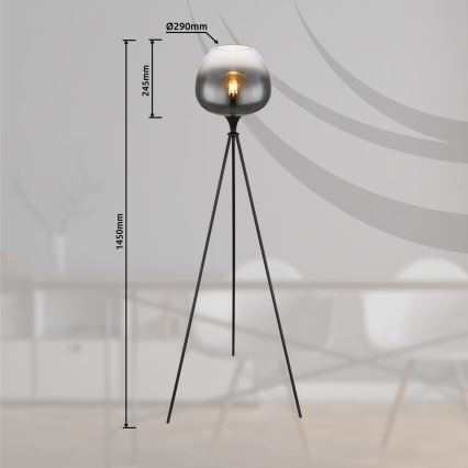 Globo - Lampada da terra 1xE27/60W/230V nera