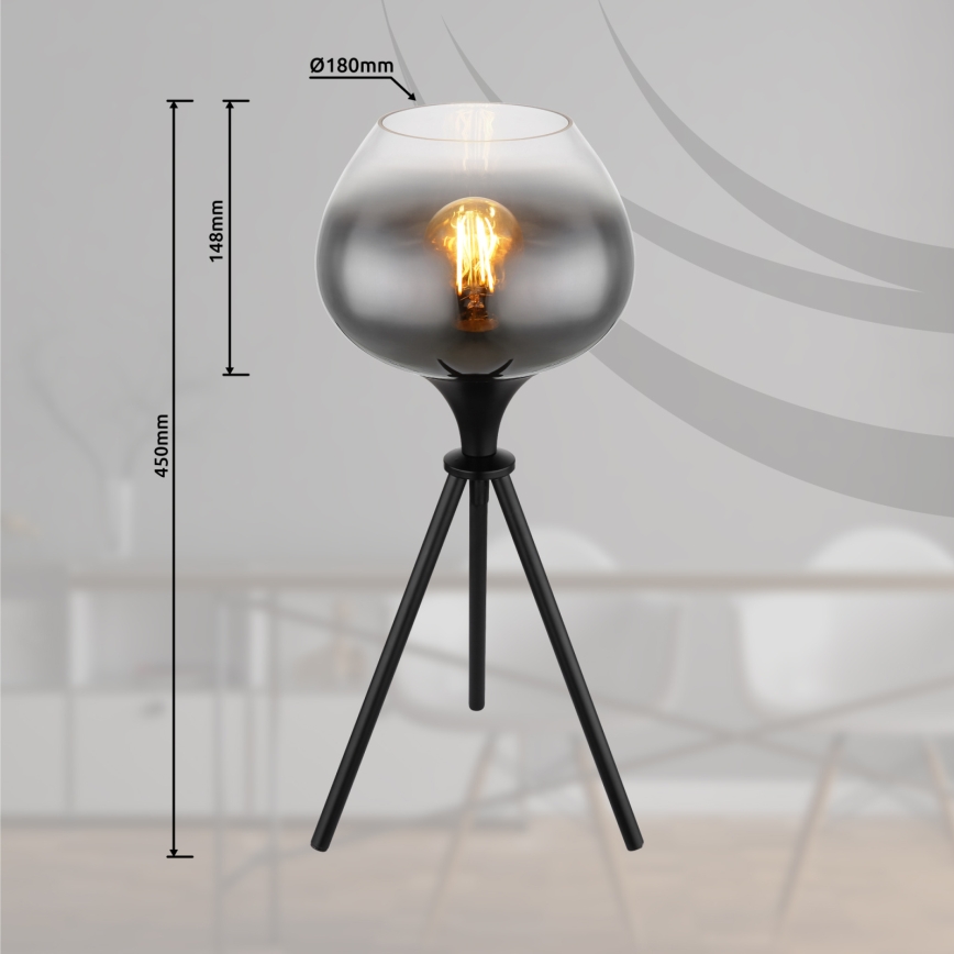 Globo - Lampada da tavolo 1xE27/40W/230V nera