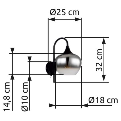 Globo - Wandleuchte 1xE27/40W/230V schwarz