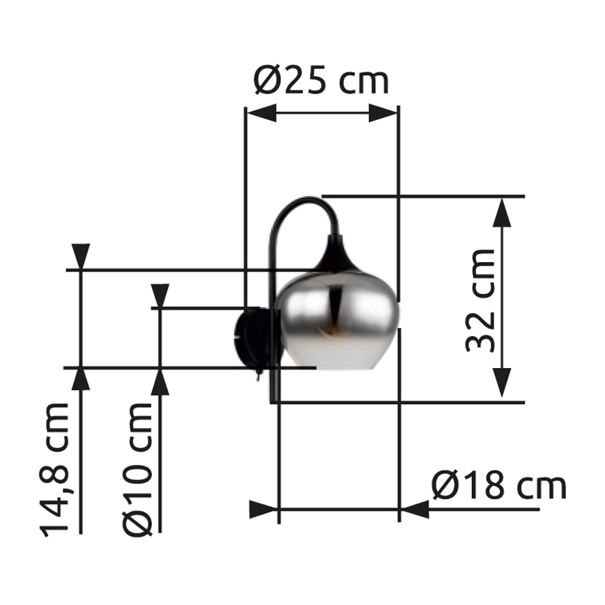 Globo - Wandleuchte 1xE27/40W/230V schwarz