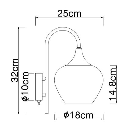Globo - Applique 1xE27/40W/230V rame