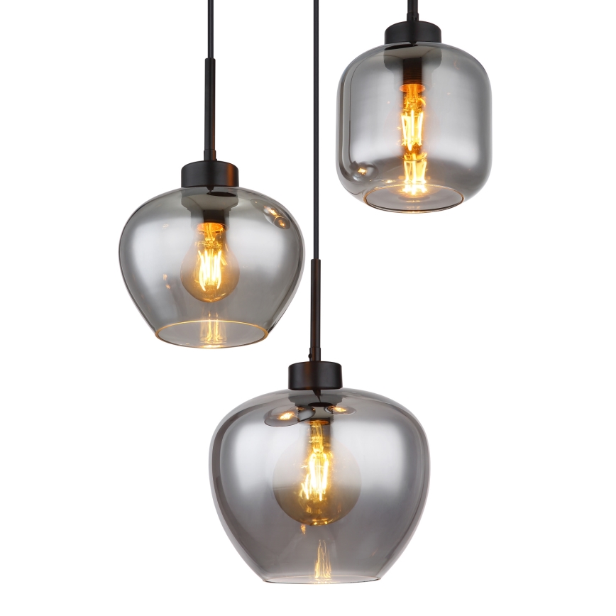 Globo - Lustre sur câble 3xE27/40W/230V noir