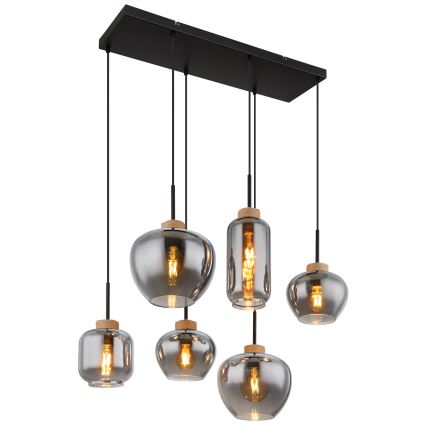 Globo - Lampadario a sospensione su cavo 6xE27/40W/230V, nero