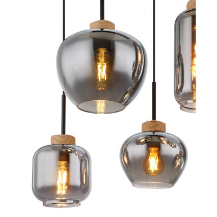 Globo - Lampadario a sospensione su cavo 6xE27/40W/230V, nero