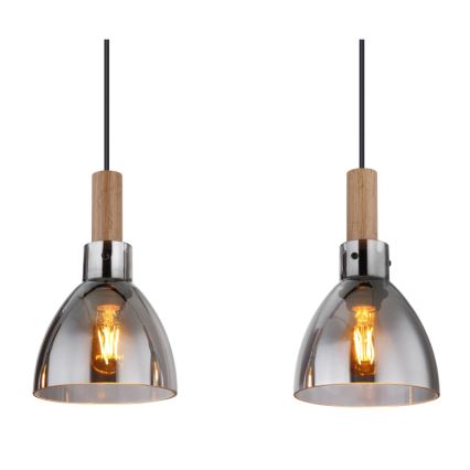 Globo 15550-4H - Suspension sur câble MATTEA 4xE27/6W/230V noir/verre fumé