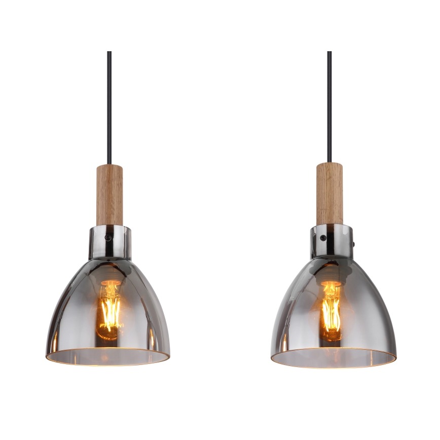 Globo 15550-4H - Suspension sur câble MATTEA 4xE27/6W/230V noir/verre fumé