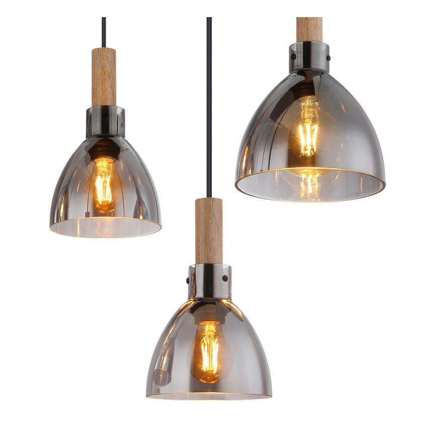 Globo - Suspension sur câble 6xE27/6W/230V noir/fumé