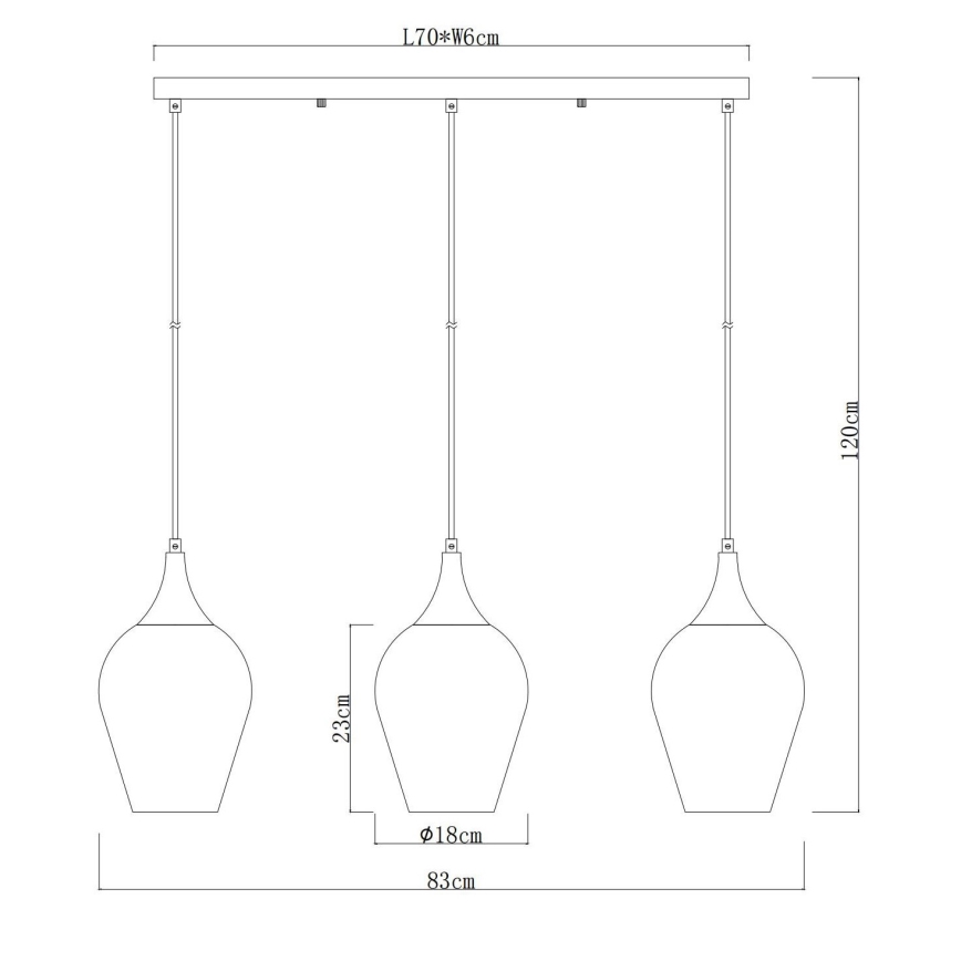 Globo - Lampadario a sospensione con filo 3xE27/60W/230V