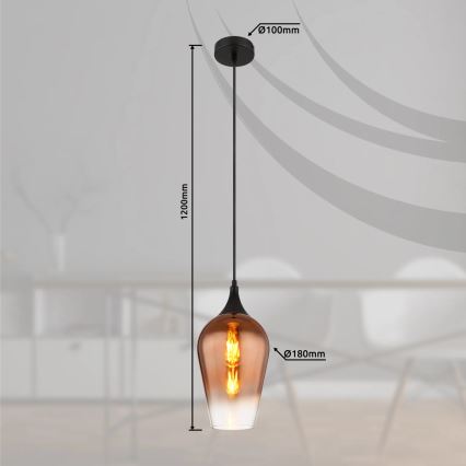 Globo - Hängeleuchte 1xE27/60W/230V d 18 cm kupfern