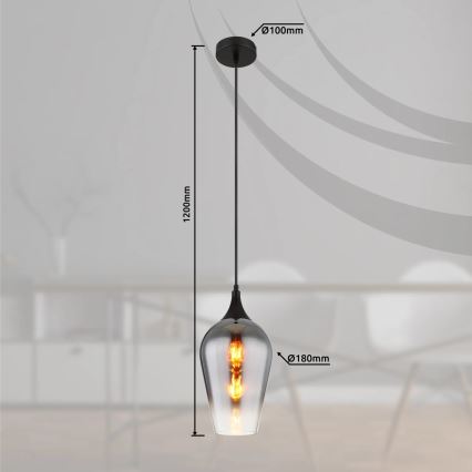 Globo - Hängeleuchte 1xE27/60W/230V d 18 cm schwarz