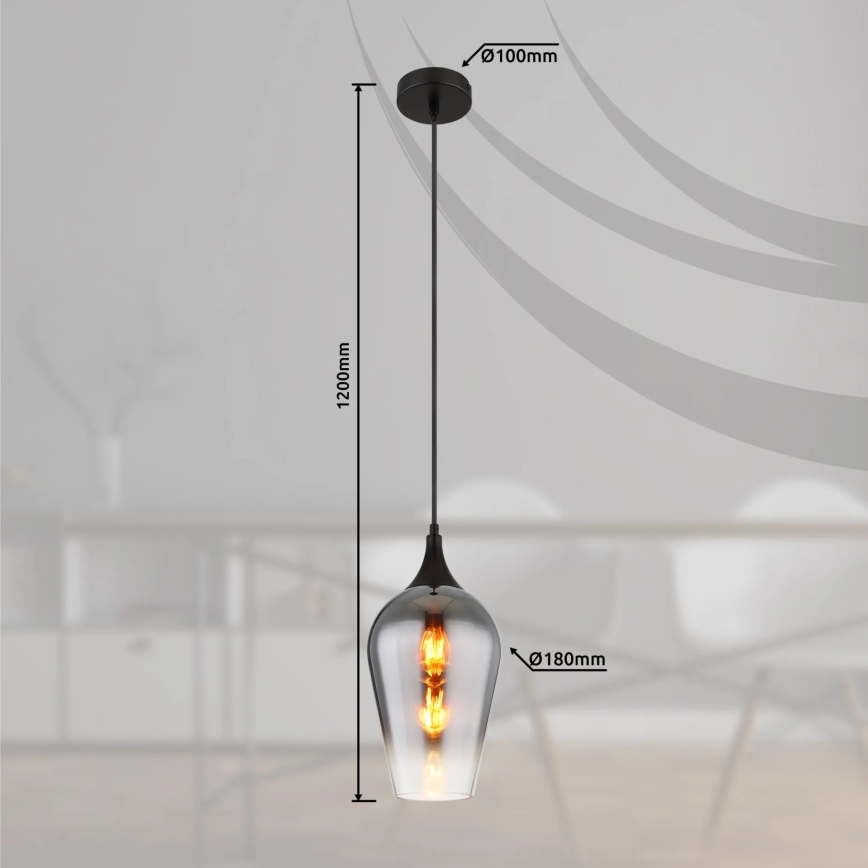 Globo - Hängeleuchte 1xE27/60W/230V d 18 cm schwarz