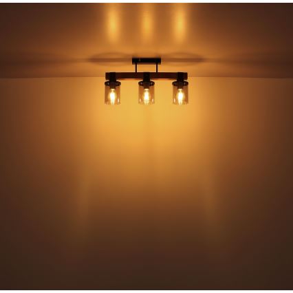 Globo - Lampadario a plafone 3xE27/60W/230V quercia