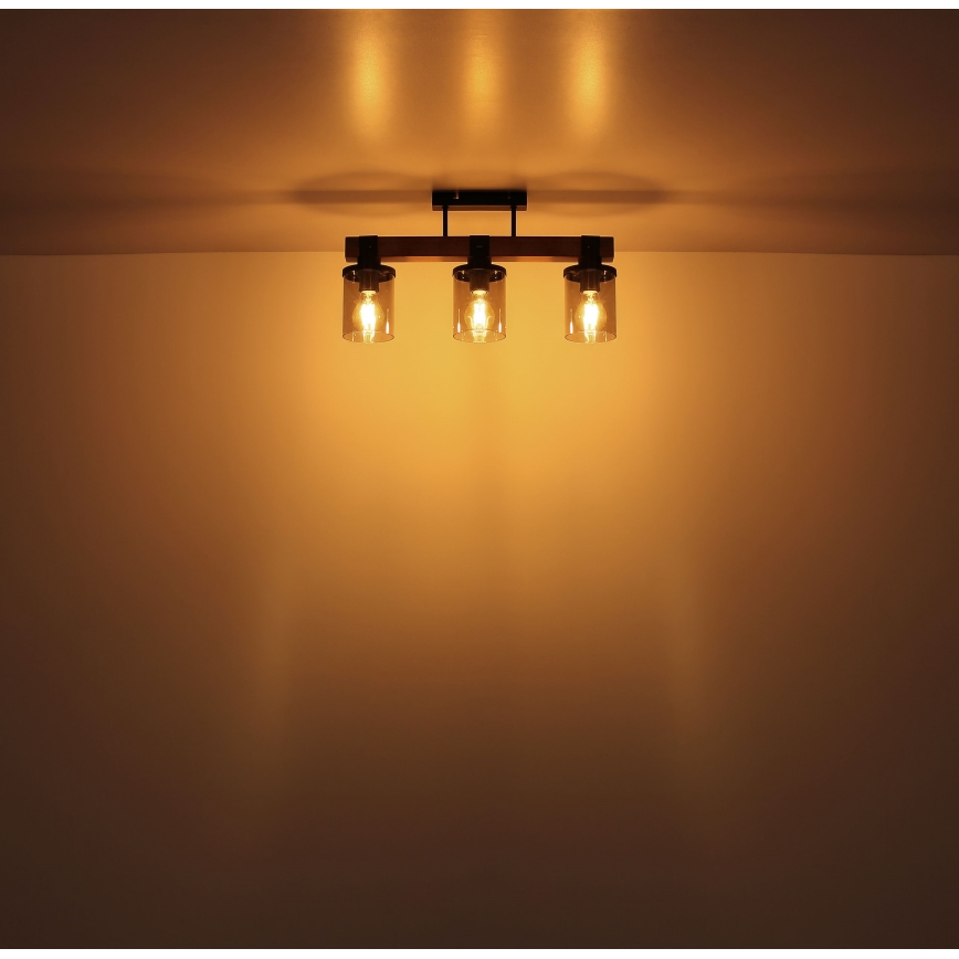 Globo - Lampadario a plafone 3xE27/60W/230V quercia