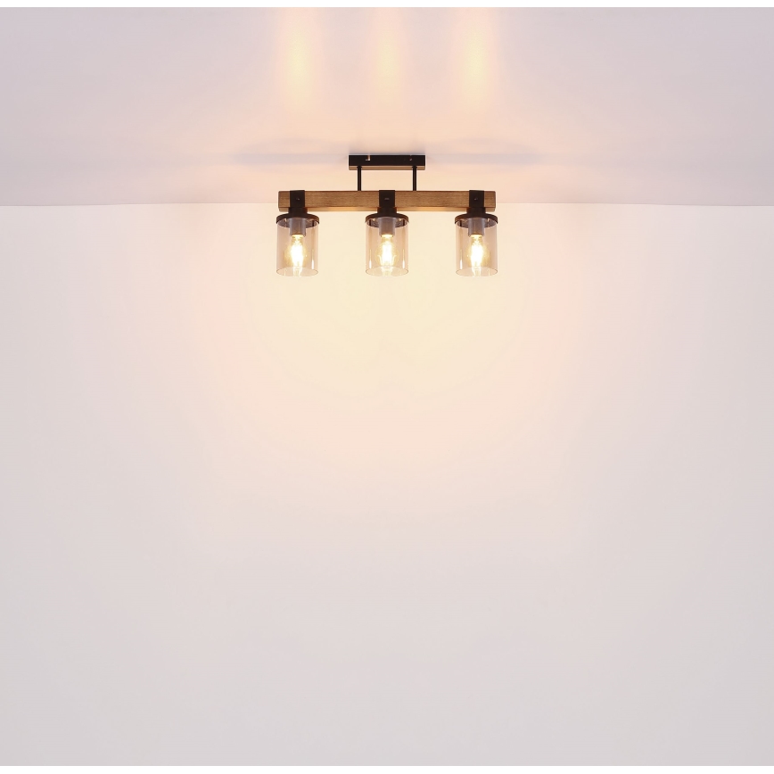 Globo - Lampadario a plafone 3xE27/60W/230V quercia