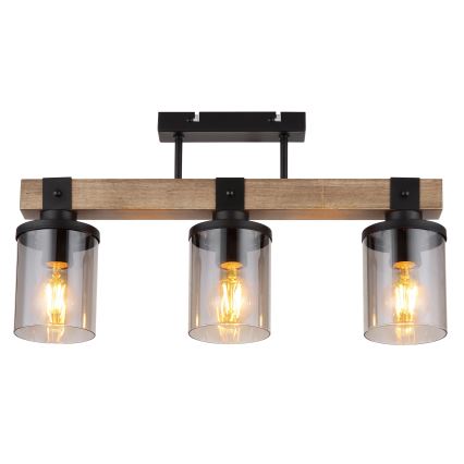 Globo - Lampadario a plafone 3xE27/60W/230V quercia