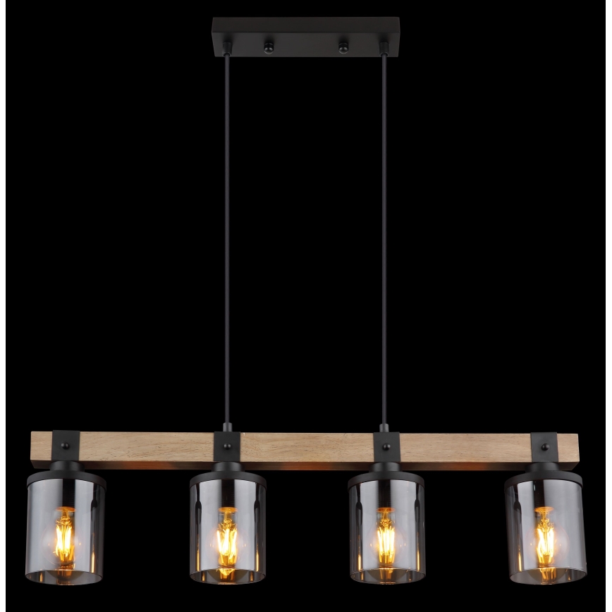 Globo - Lampadario a sospensione con filo 4xE27/60W/230V quercia