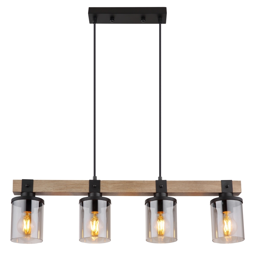 Globo - Lampadario a sospensione con filo 4xE27/60W/230V quercia
