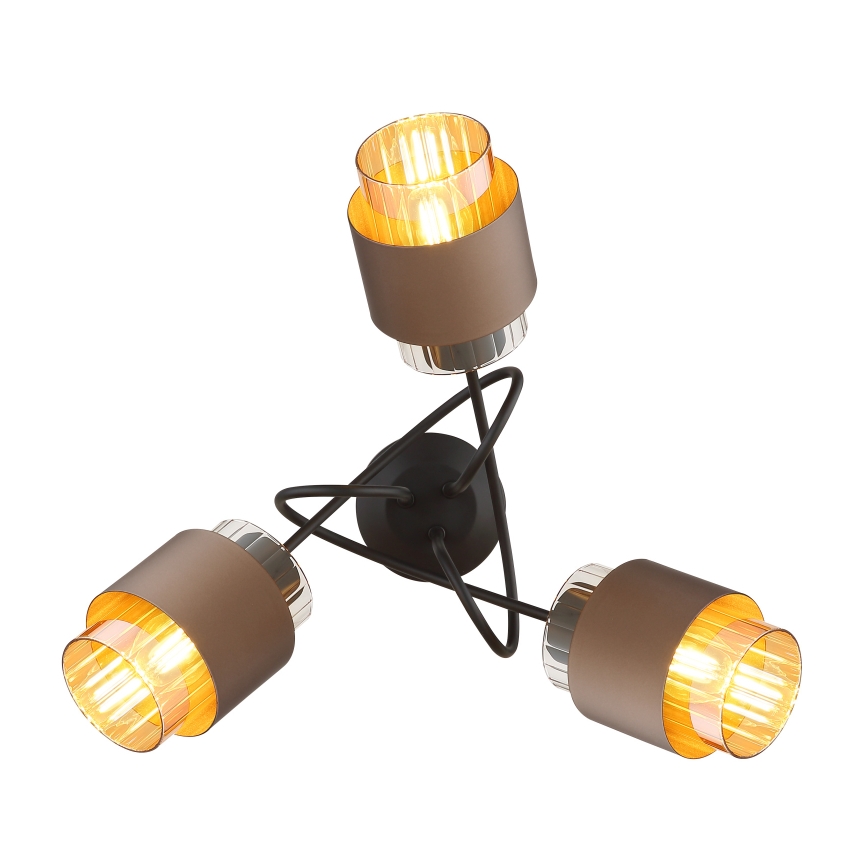 Globo - Plafoniera da soffitto 3xE27/40W/230V nero/bronzo