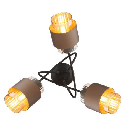 Globo - Lustre fixé au plafond 3xE27/40W/230V noir/bronze