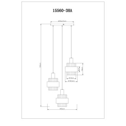 Globo - Suspension filaire 3xE27/60W/230V d. 45 cm