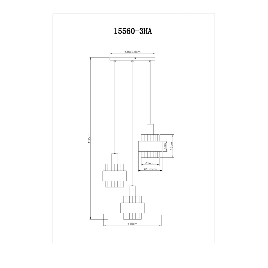 Globo - Suspension filaire 3xE27/60W/230V d. 45 cm