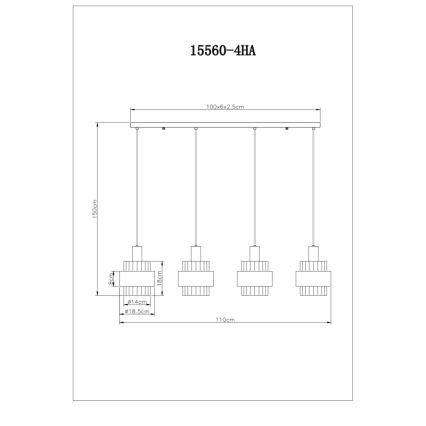 Globo - Suspension filaire 4xE27/60W/230V