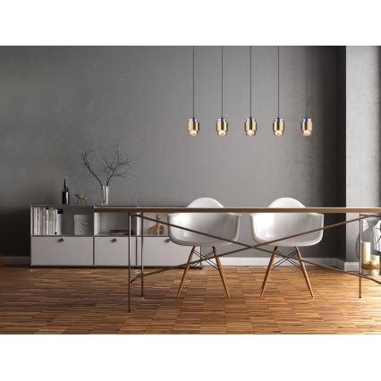 Globo - Lampadario a sospensione con cavo 5xE27/40W/230V nero/ottone