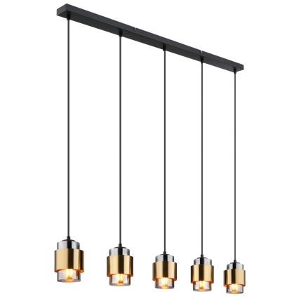 Globo - Lampadario a sospensione con cavo 5xE27/40W/230V nero/ottone