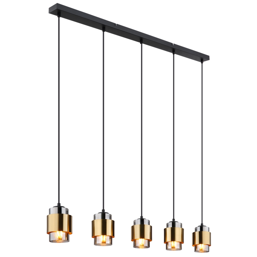 Globo - Lampadario a sospensione con cavo 5xE27/40W/230V nero/ottone
