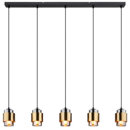 Globo - Lampadario a sospensione con cavo 5xE27/40W/230V nero/ottone