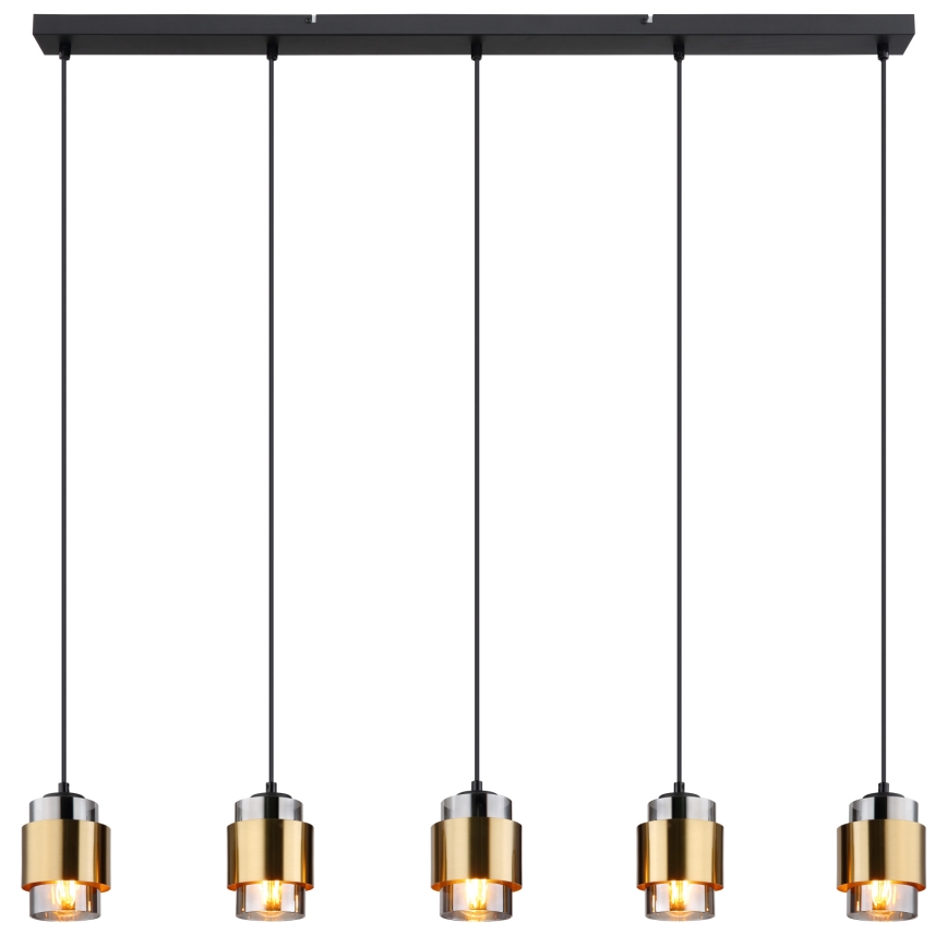 Globo - Lampadario a sospensione con cavo 5xE27/40W/230V nero/ottone