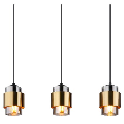 Globo - Lampadario a sospensione con cavo 5xE27/40W/230V nero/ottone