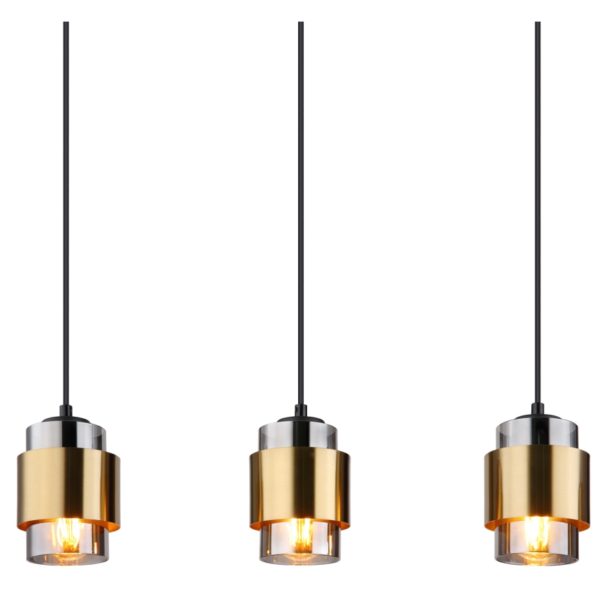 Globo - Pendelleuchte mit Kabel 5xE27/40W/230V schwarz/messing