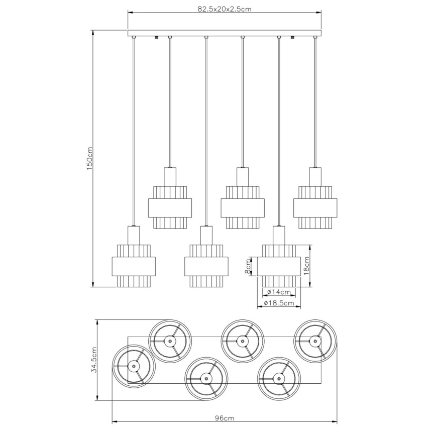 Globo - Pendelleuchte an Kabel 6xE27/60W/230V braun