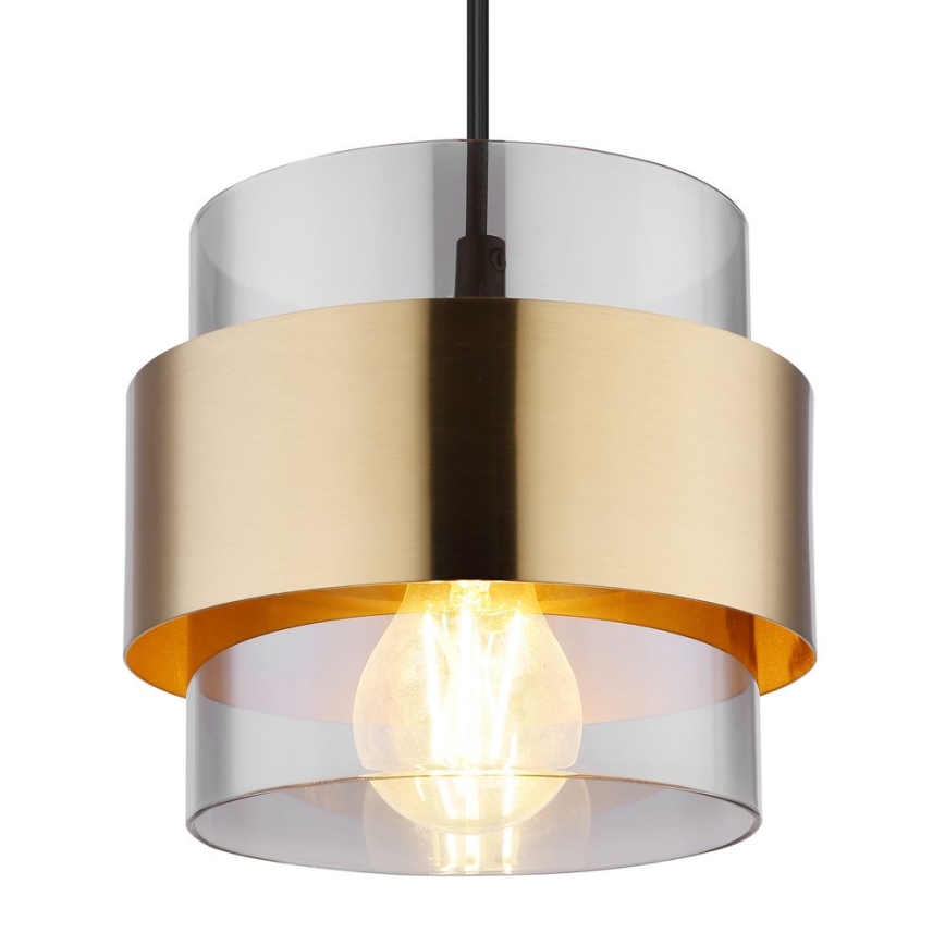 Globo - Lampadario a sospensione con filo 1xE27/60W/230V nero/ottone