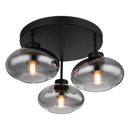 Globo - Lustre plafonnier 3xE27ILLU/40W/230V noir