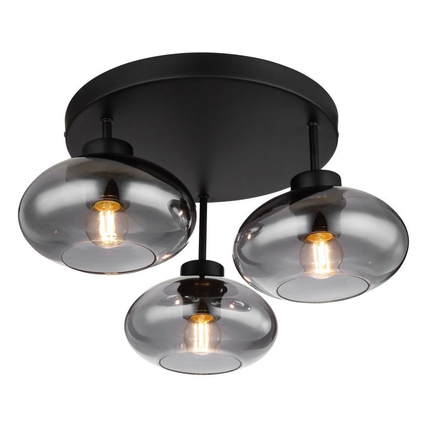 Globo - Lustre plafonnier 3xE27ILLU/40W/230V noir