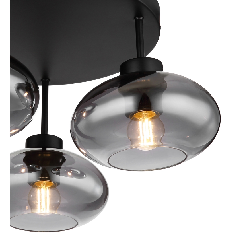 Globo - Lustre plafonnier 3xE27ILLU/40W/230V noir