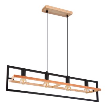 Globo 15575-4H - Hängeleuchte an Kabel ERICA 4xE27/40W/230V schwarz/beige