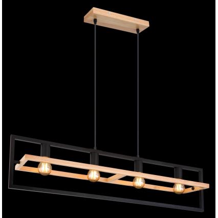 Globo 15575-4H - Hängeleuchte an Kabel ERICA 4xE27/40W/230V schwarz/beige