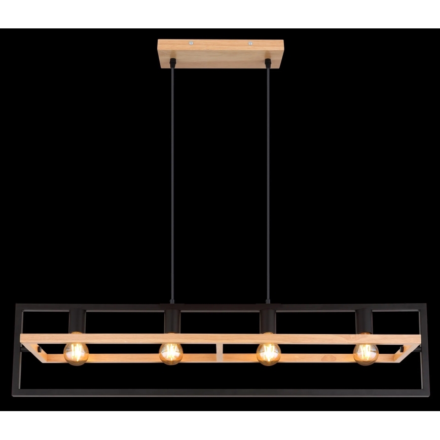 Globo 15575-4H - Hängeleuchte an Kabel ERICA 4xE27/40W/230V schwarz/beige