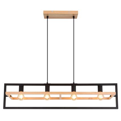 Globo 15575-4H - Hängeleuchte an Kabel ERICA 4xE27/40W/230V schwarz/beige