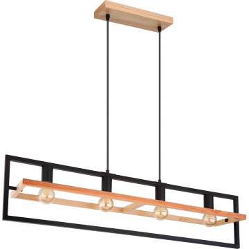 Globo 15575-4H - Suspension à câble ERICA 4xE27/40W/230V noir/beige