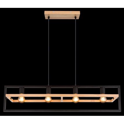 Globo 15575-4H - Suspension à câble ERICA 4xE27/40W/230V noir/beige